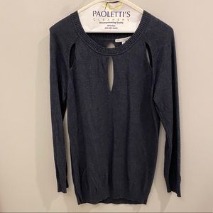 ROI Navy Blue Long Sleeve Top with Cut Outs